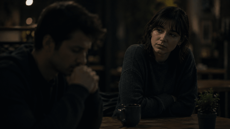 why do i take everything personally – a person watching someone across a table with concern and self-consciousness, searching for meaning in a quiet interaction