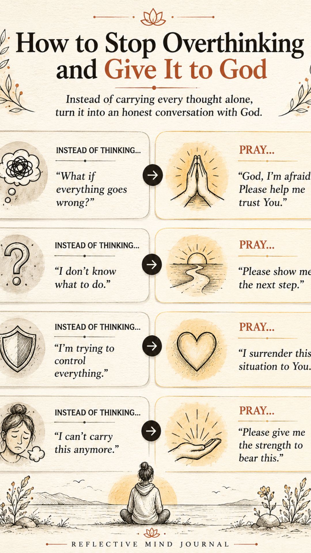 How to stop overthinking and give it to God Hinduism through honest prayer, surrender, and trusting Him with every anxious thought.