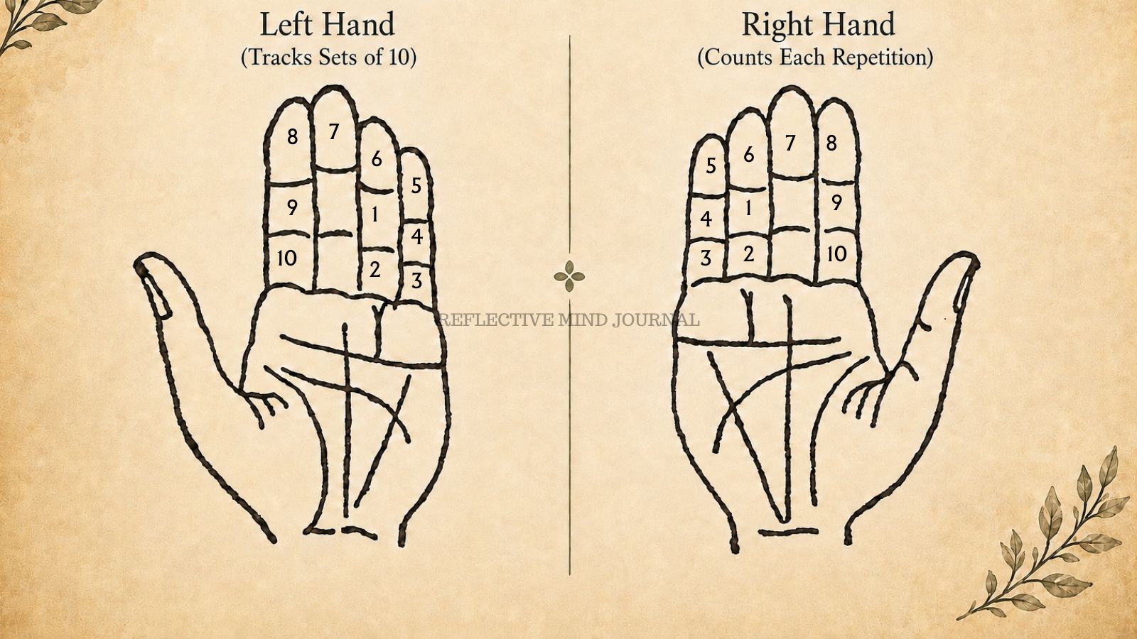 How to Count Mantra Japa on Your Fingers using the traditional left hand and right hand finger counting method to complete 108 repetitions without a mala.