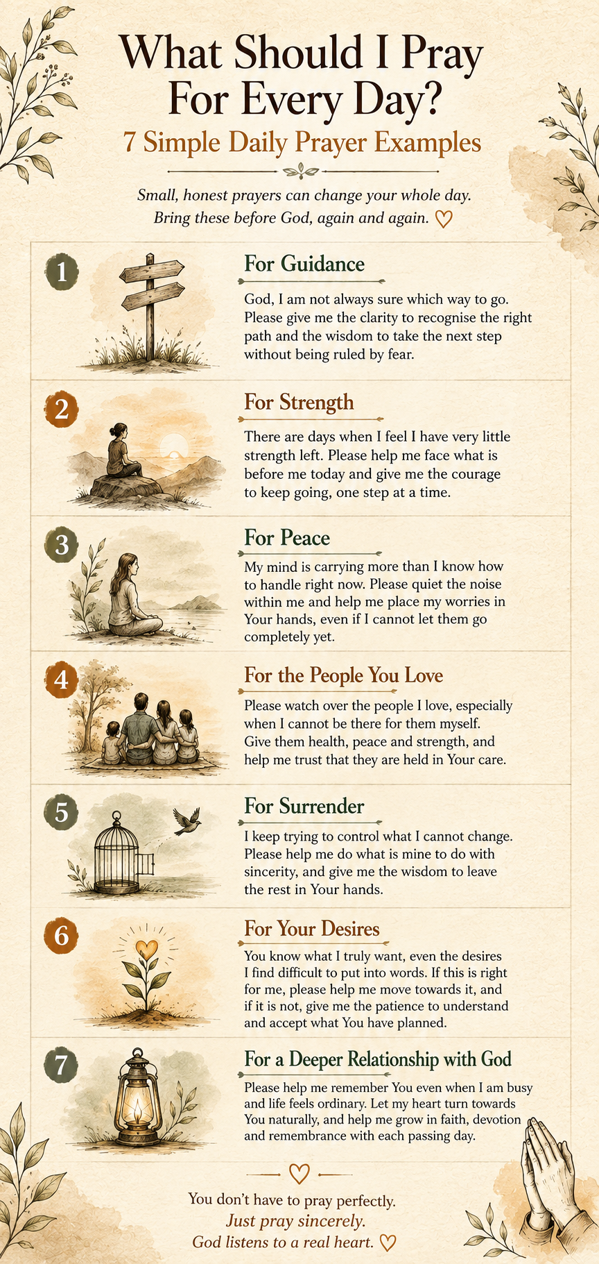 What Should I Pray For Every Day? Simple prayers for guidance, strength, peace and surrender